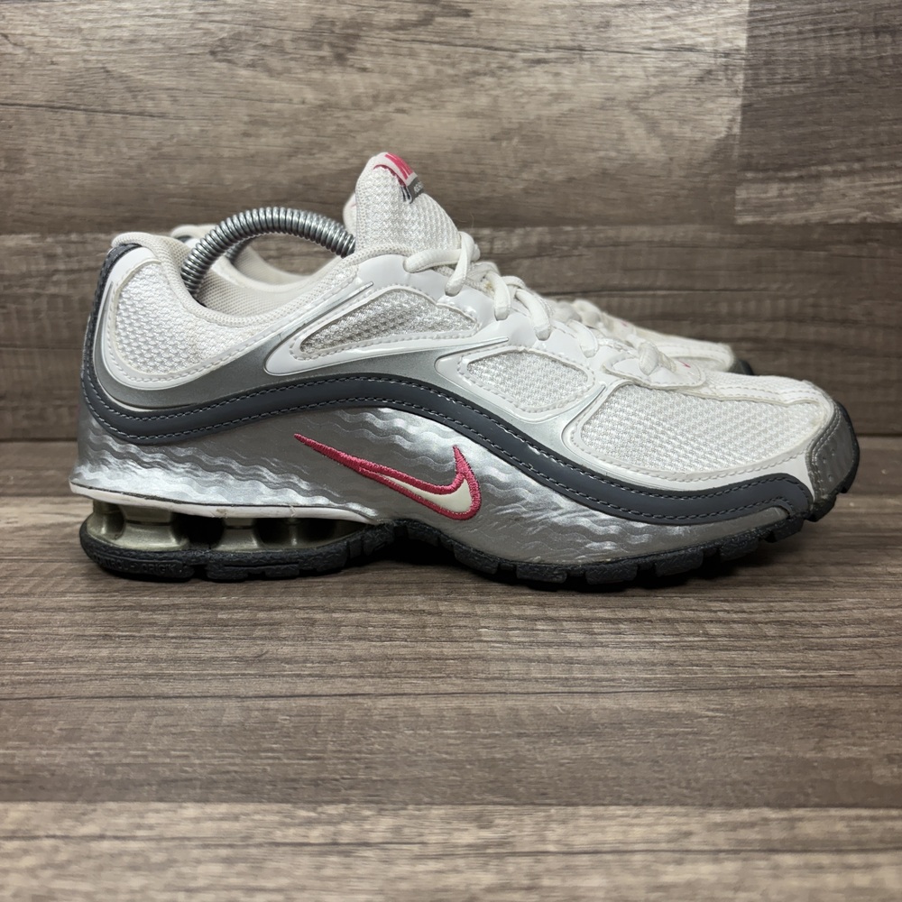 Nike Reax Run 5 White Silver Pink Womens US Size 7 407987-116 Running Shoes